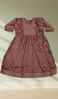 Dusty Mauve Sequin Embroidered Satin Anarkali Kurti - Flat Lay View