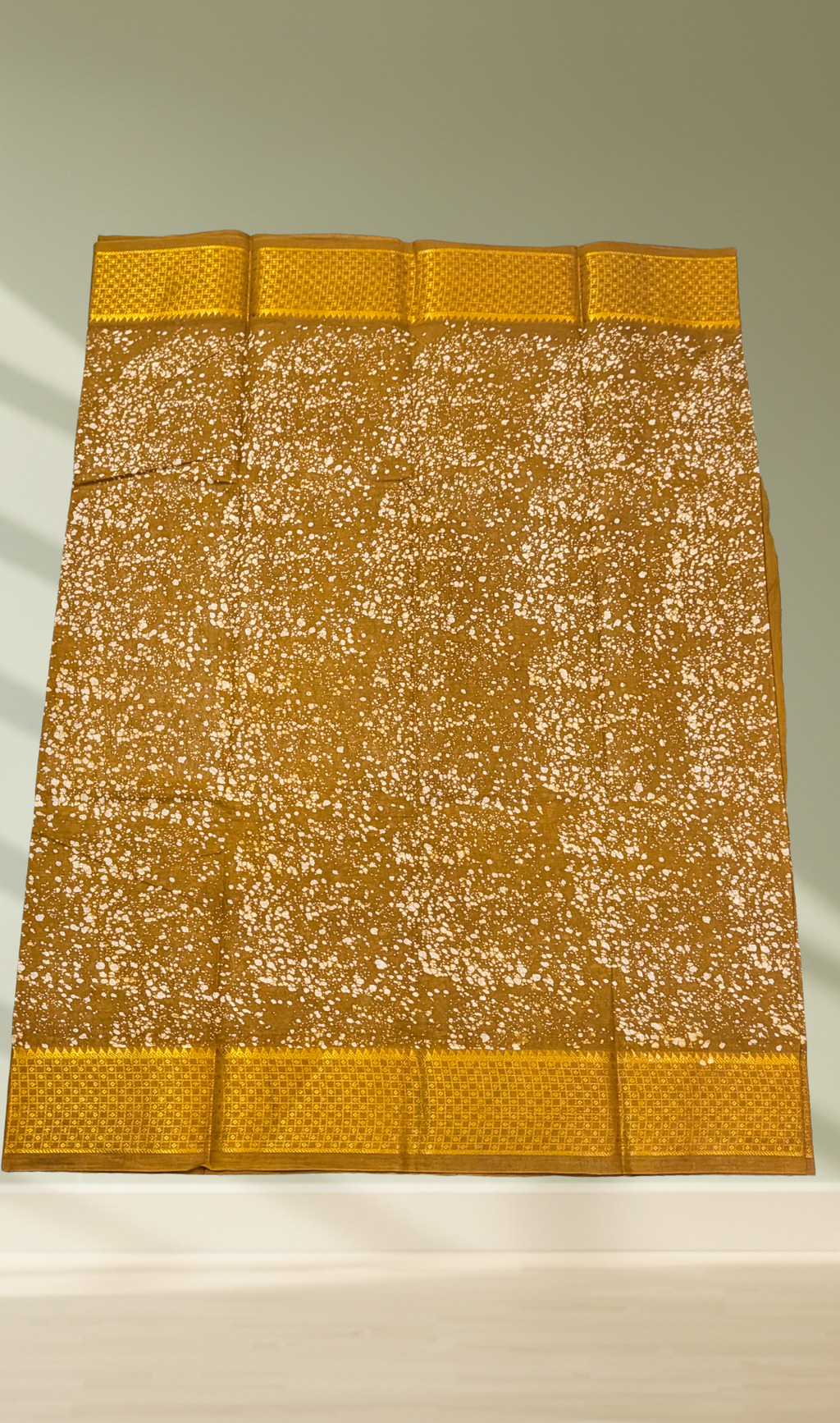 Golden Sequin Embellished Saree in mustard gold with zari border