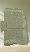 Pista Green Embroidered Organza Saree with Blouse Piece