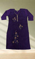 Purple Floral Embroidery Kurti
