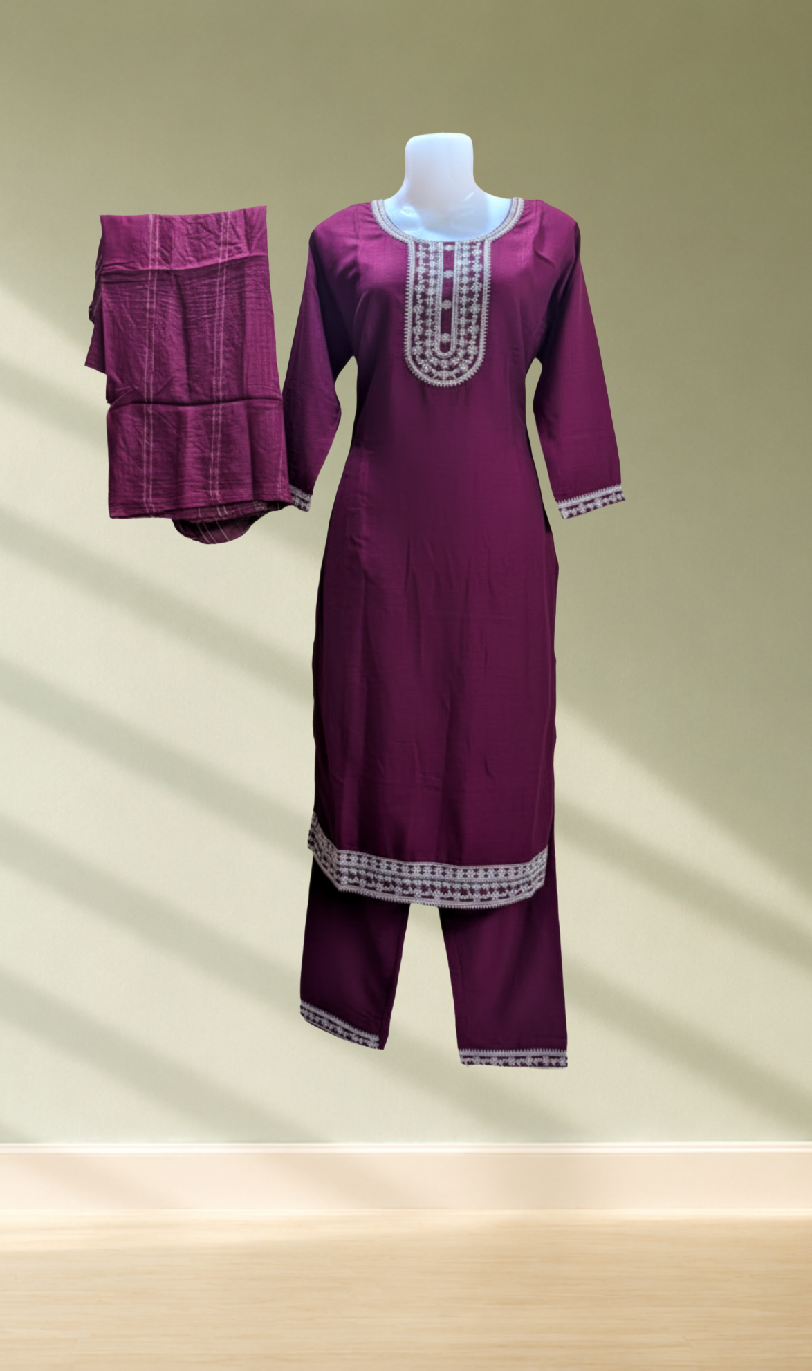Rich Maroon kurti with Pant & Dupatta