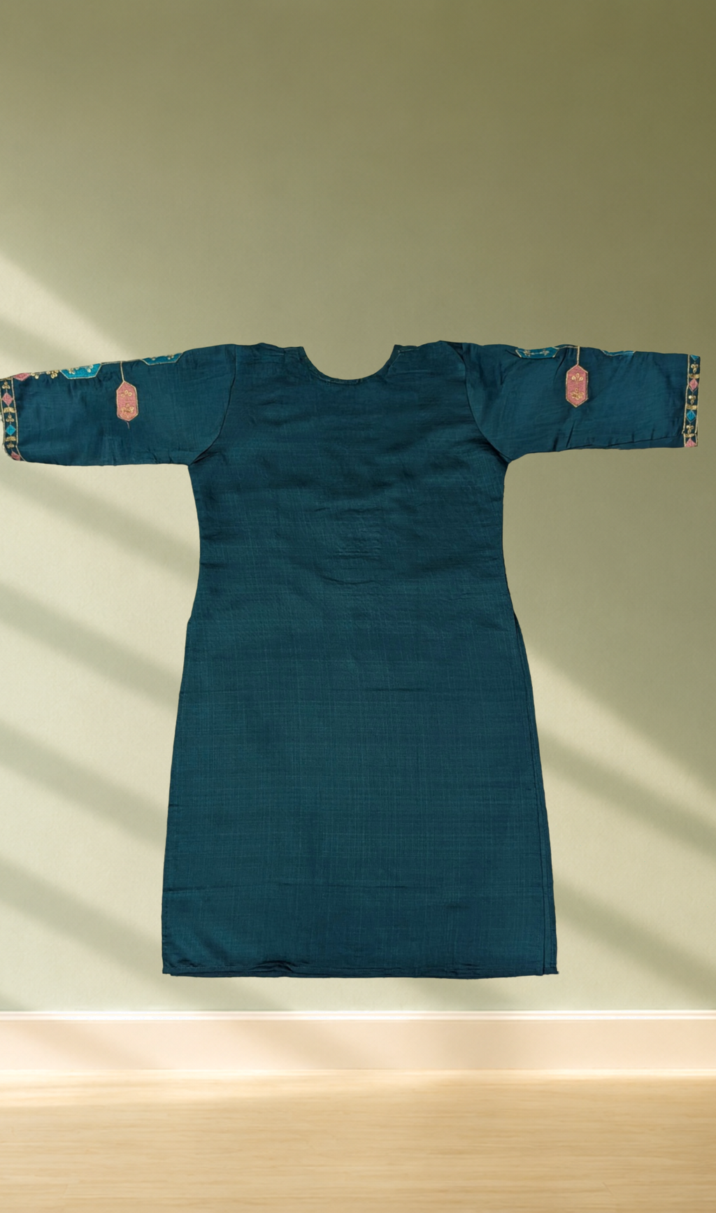 Teal Embroidered Kurti