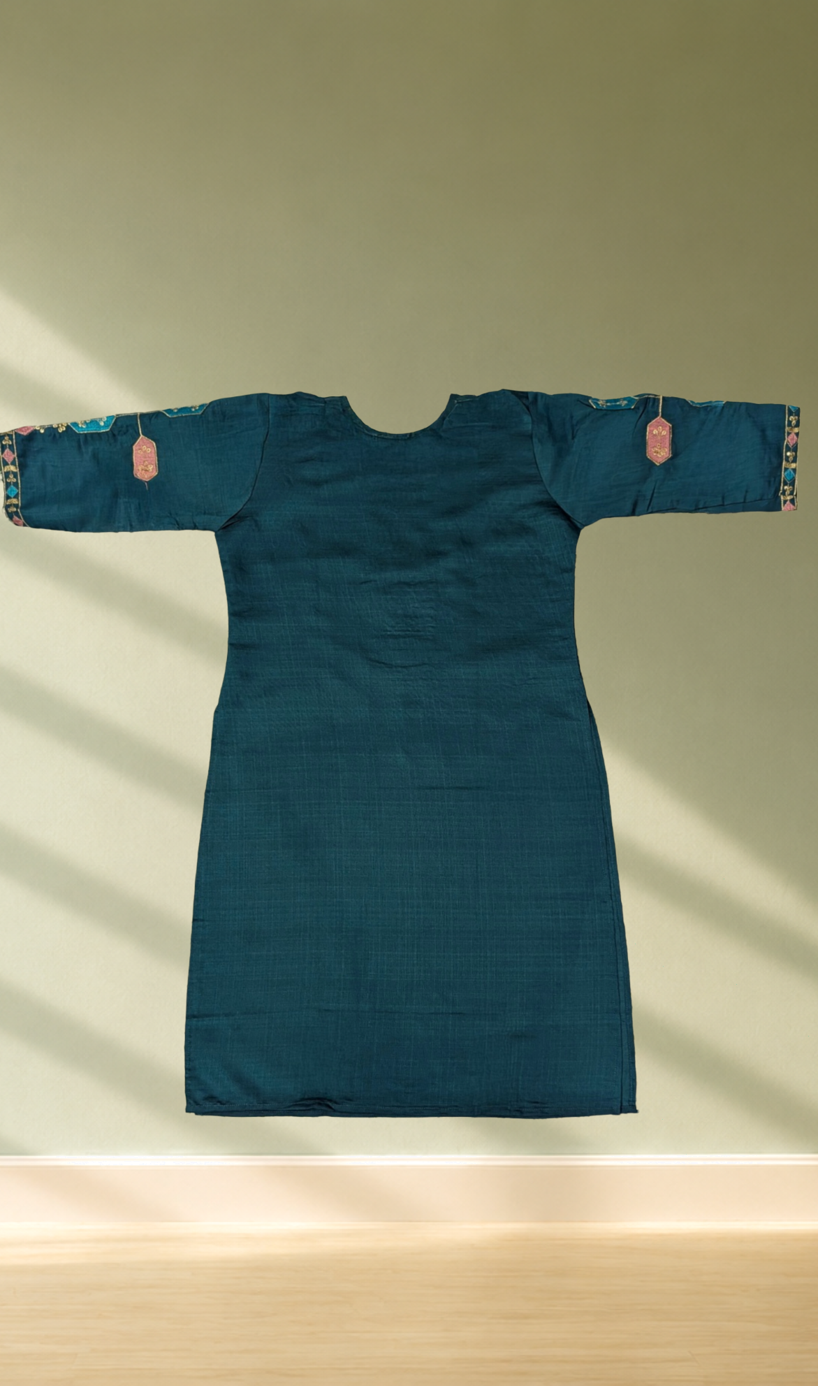 Teal Embroidered Kurti