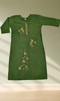 Olive Green Floral Embroidery Kurti