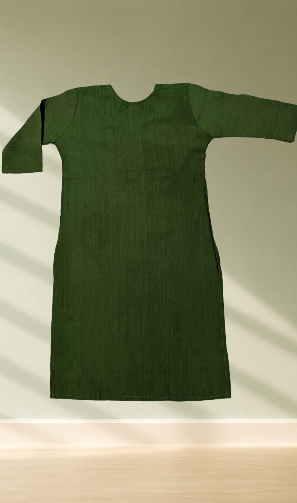 Olive Green Floral Embroidery Kurti