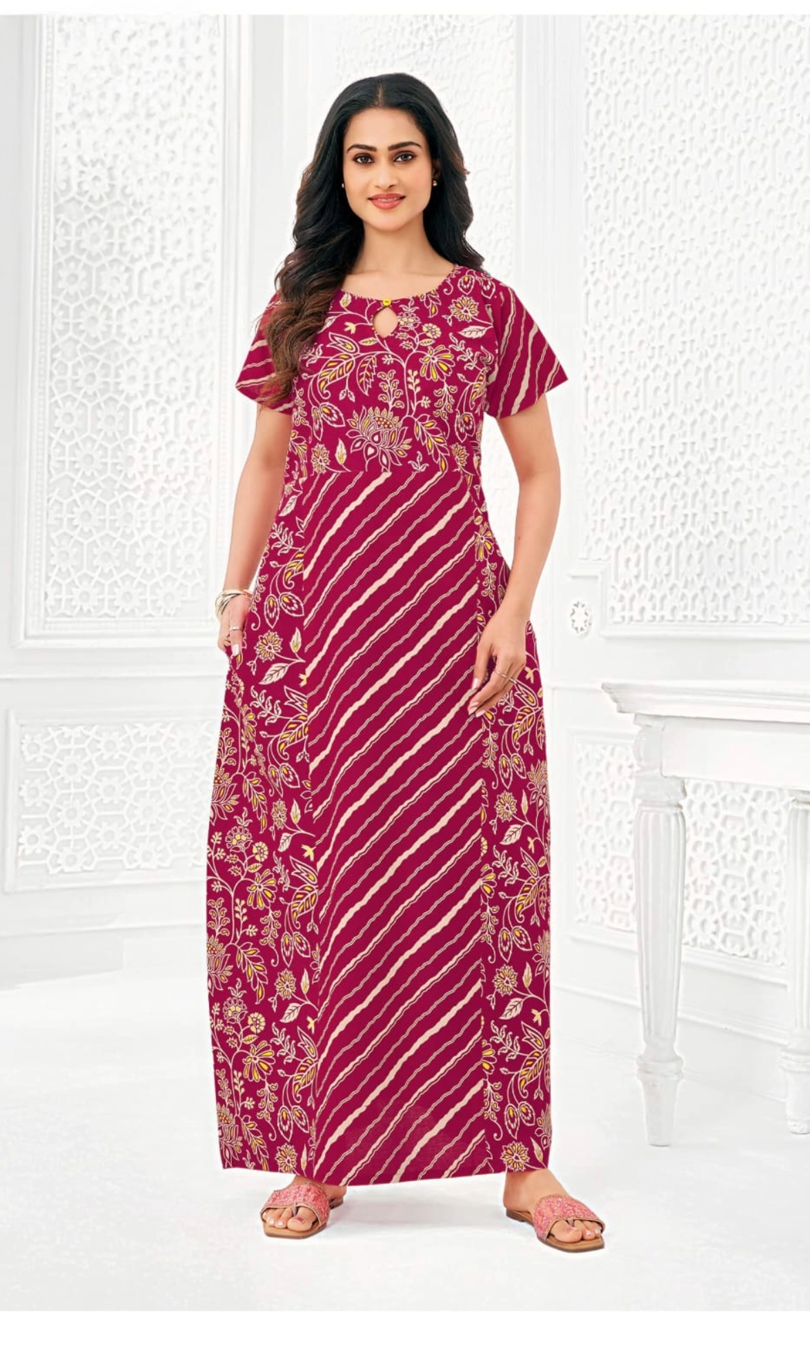 Rani pink cotton nighty