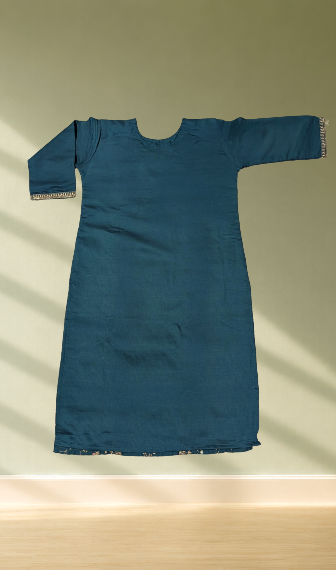 Teal Blue Heavy Embroidery Kurti