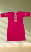 Rani Pink Geometric Embroidery Kurti