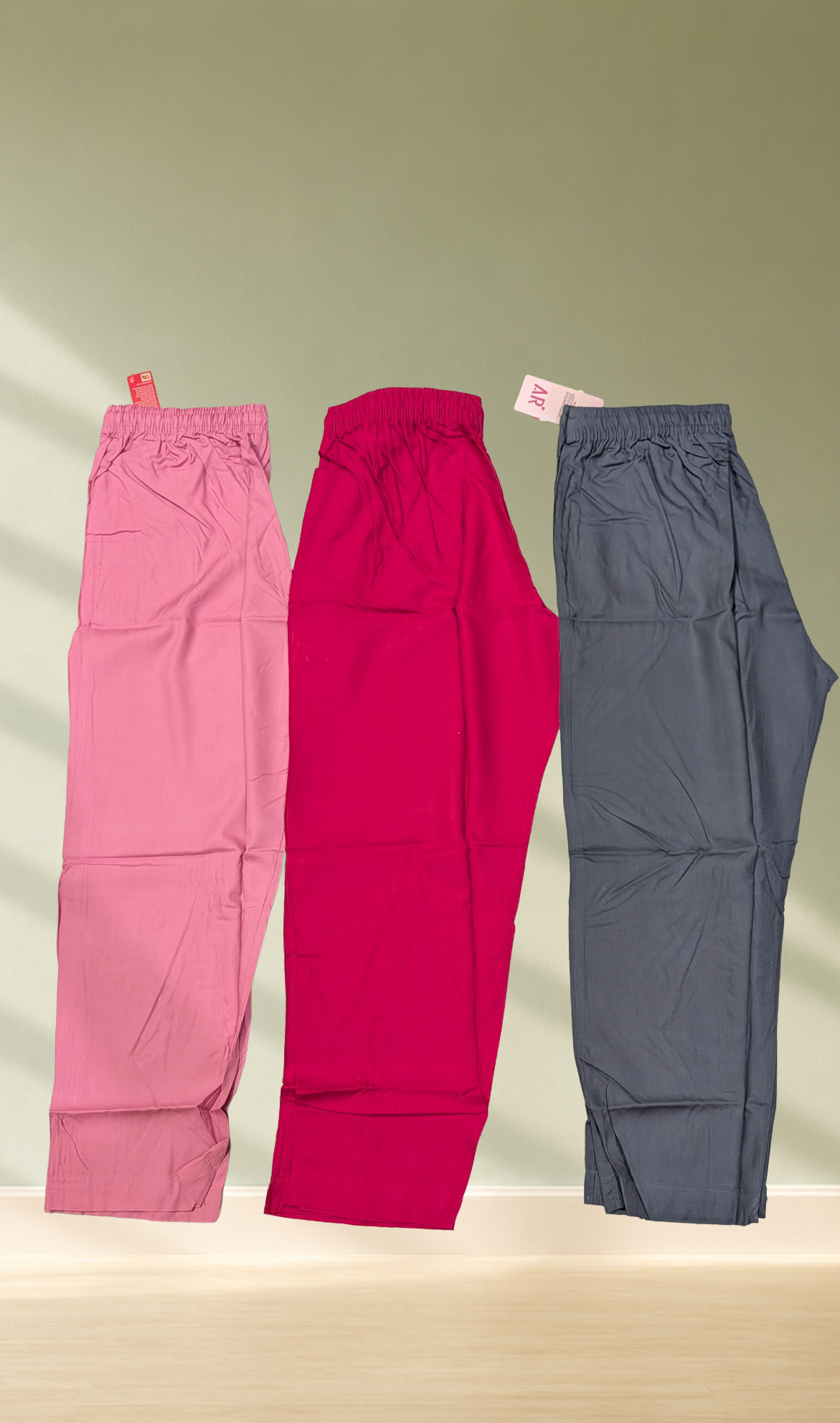 Solid straight livs Pants Combo Set of 3 – Baby Pink, Magenta & Slate Grey