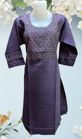 Deep Purple Embroidered Yoke Kurti