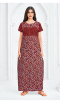 Maroon floral cotton nighty