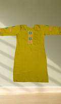 Mustard Yellow Geometric Embroidery Kurti