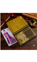 Mustard & Black Semi Silk Saree with Golden Zari Border